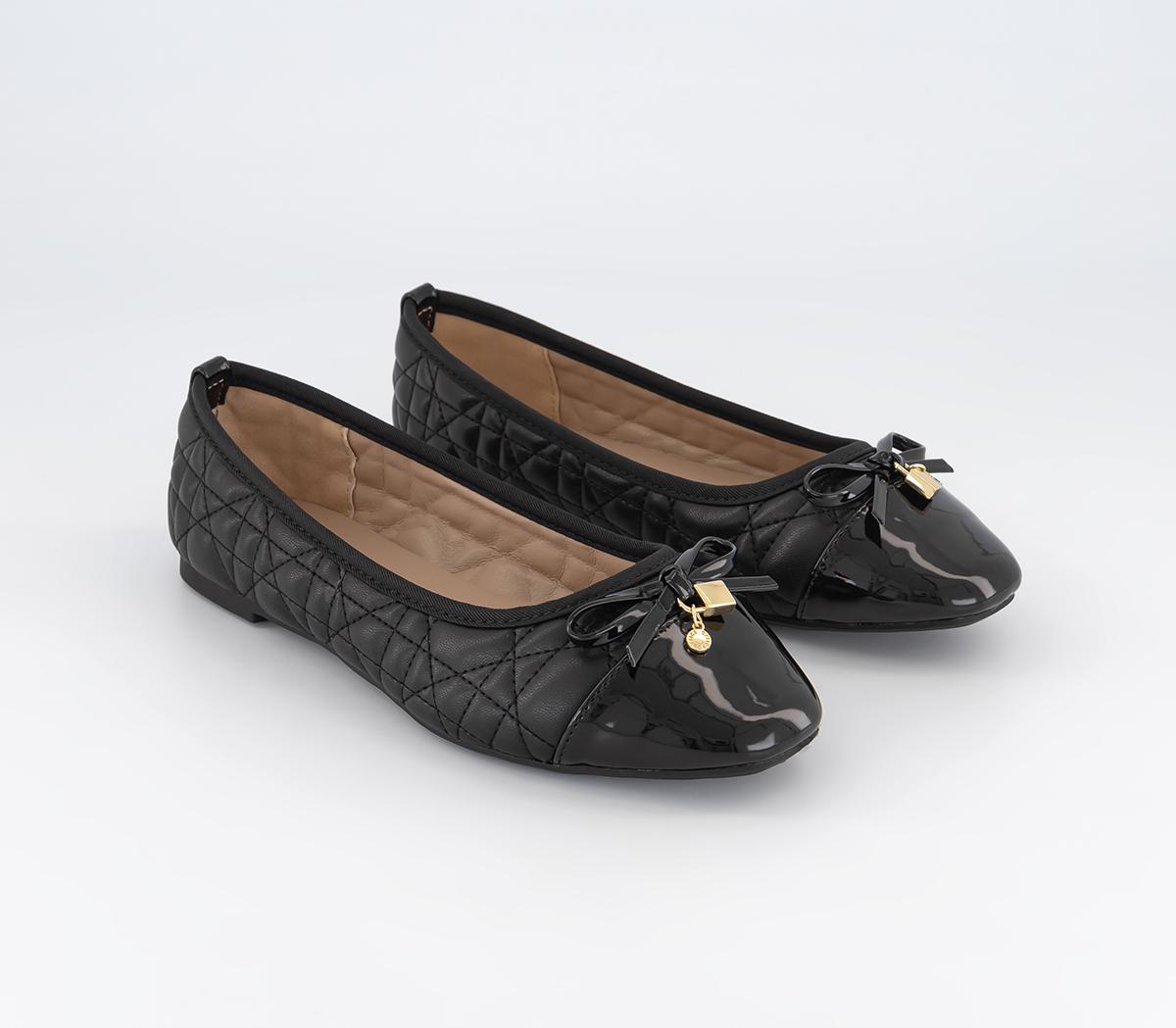 OFFICE Womens Wide Fit Forevermore Quilted Ballerinas Black, 4