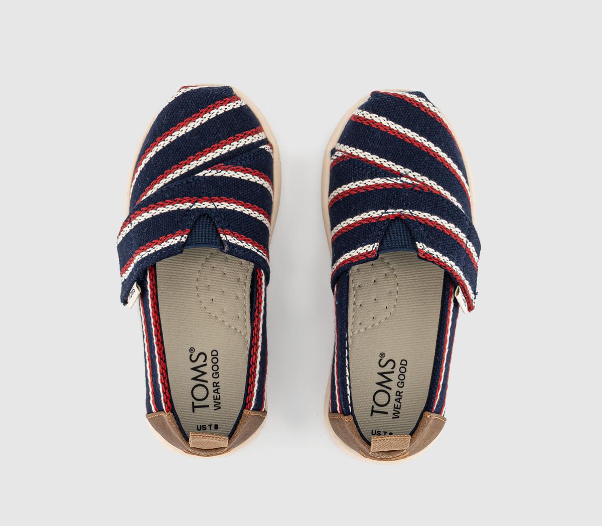 TOMS Toms Alpargata Tiny Shoes Navy Woven Stripes - Unisex