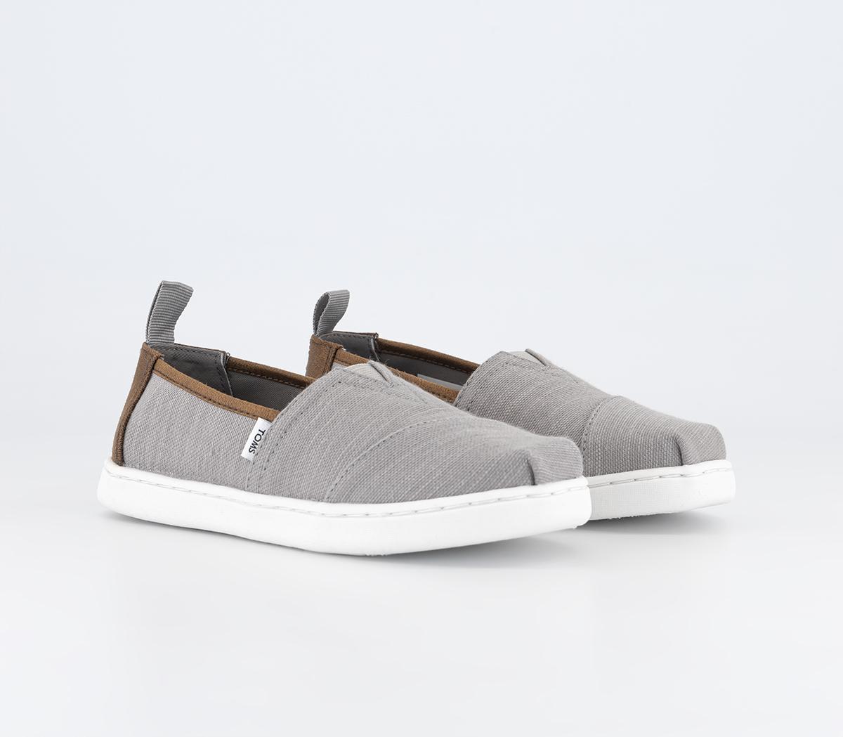 TOMS Kids Alpargata Slip Ons Drizzle Grey, 12 Youth
