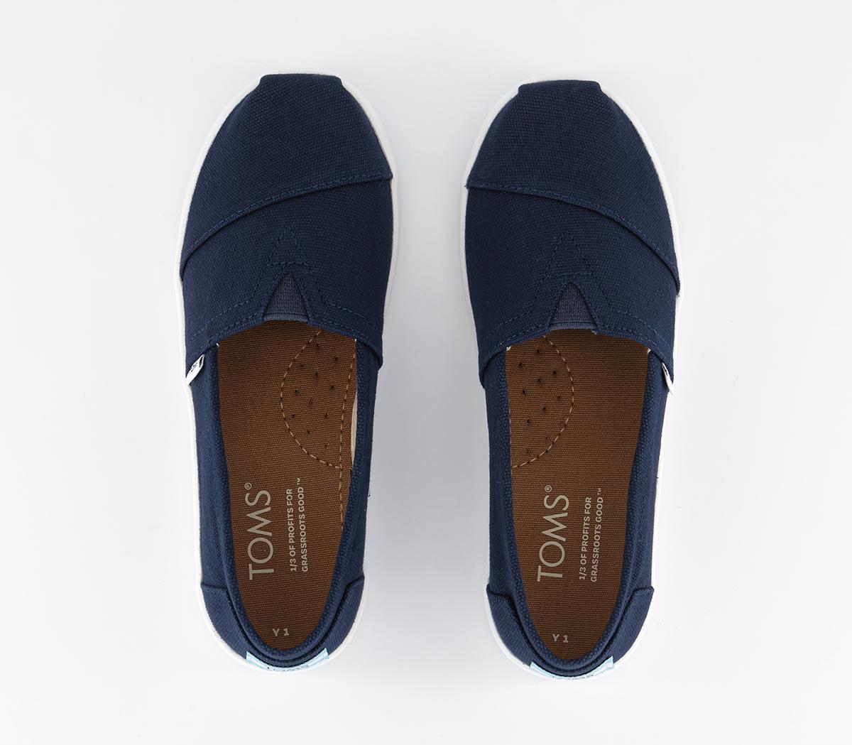 TOMS Toms Alpargata Youth Slip Ons TOMS Toms Alpargata Youth Slip Ons Navy