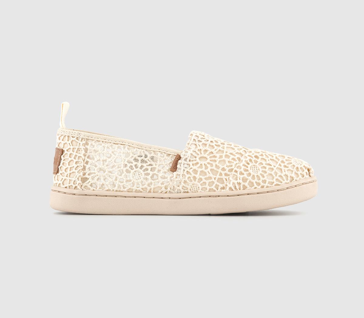 TOMS Kids Alpargata Youth Shoes Natural Moroccan Crochet, 13 Youth