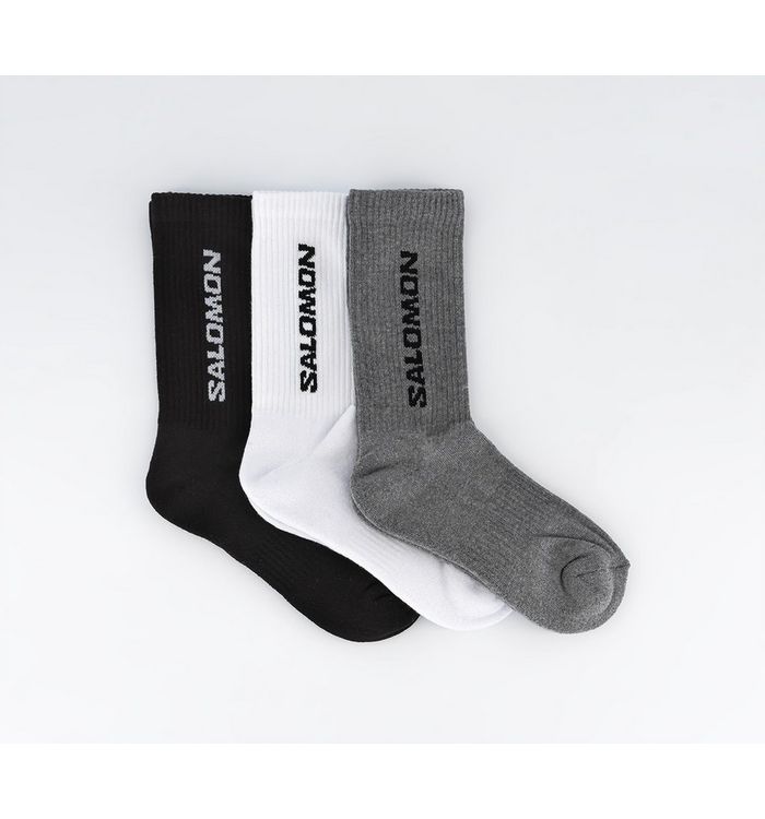 Salomon Everyday Crew Socks 3 Pack Black White Medium Grey Melange