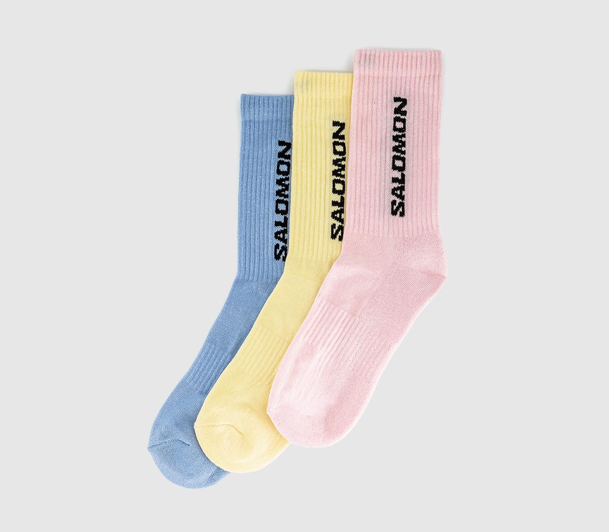 SalomonEveryday Crew 3 Pack SocksBrunnera Blue Dusty Yellow Icy Pink