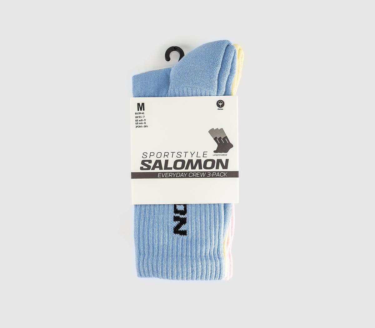 SalomonEveryday Crew 3 Pack SocksBrunnera Blue Dusty Yellow Icy Pink