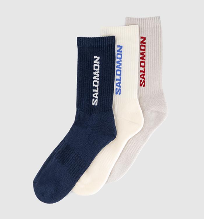 Salomon Everyday Crew 3 Pack Socks Spellbound Vanilla Ice Lunar Rock