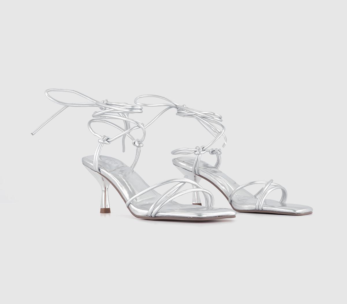 OFFICEMaddox Strappy Knot Kitten Heel SandalsSilver