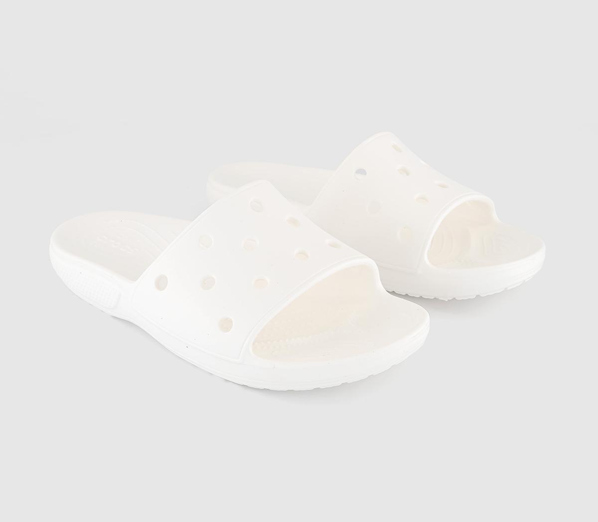 Crocs Mens Classic Slides White, 10