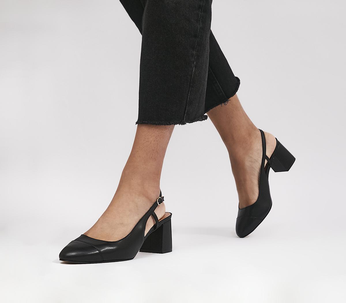 Leather block deals heel slingback shoes