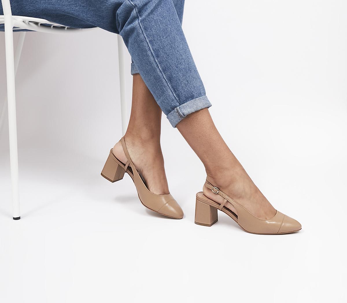 OFFICEMirage Slingback Block CourtsCamel Leather