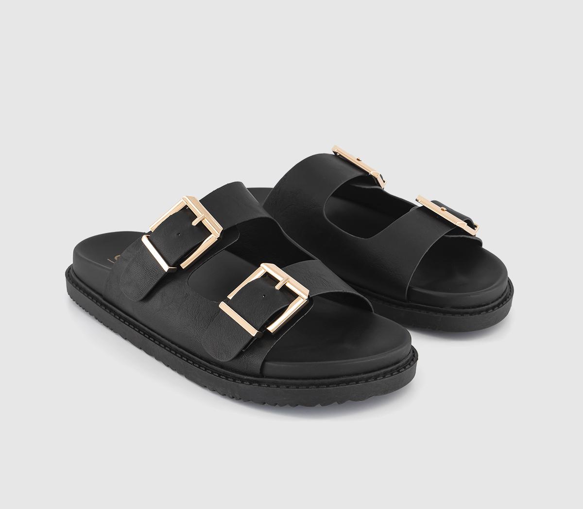 OFFICE Womens Sunkissed Double Strap Chunky Sliders Black, 6