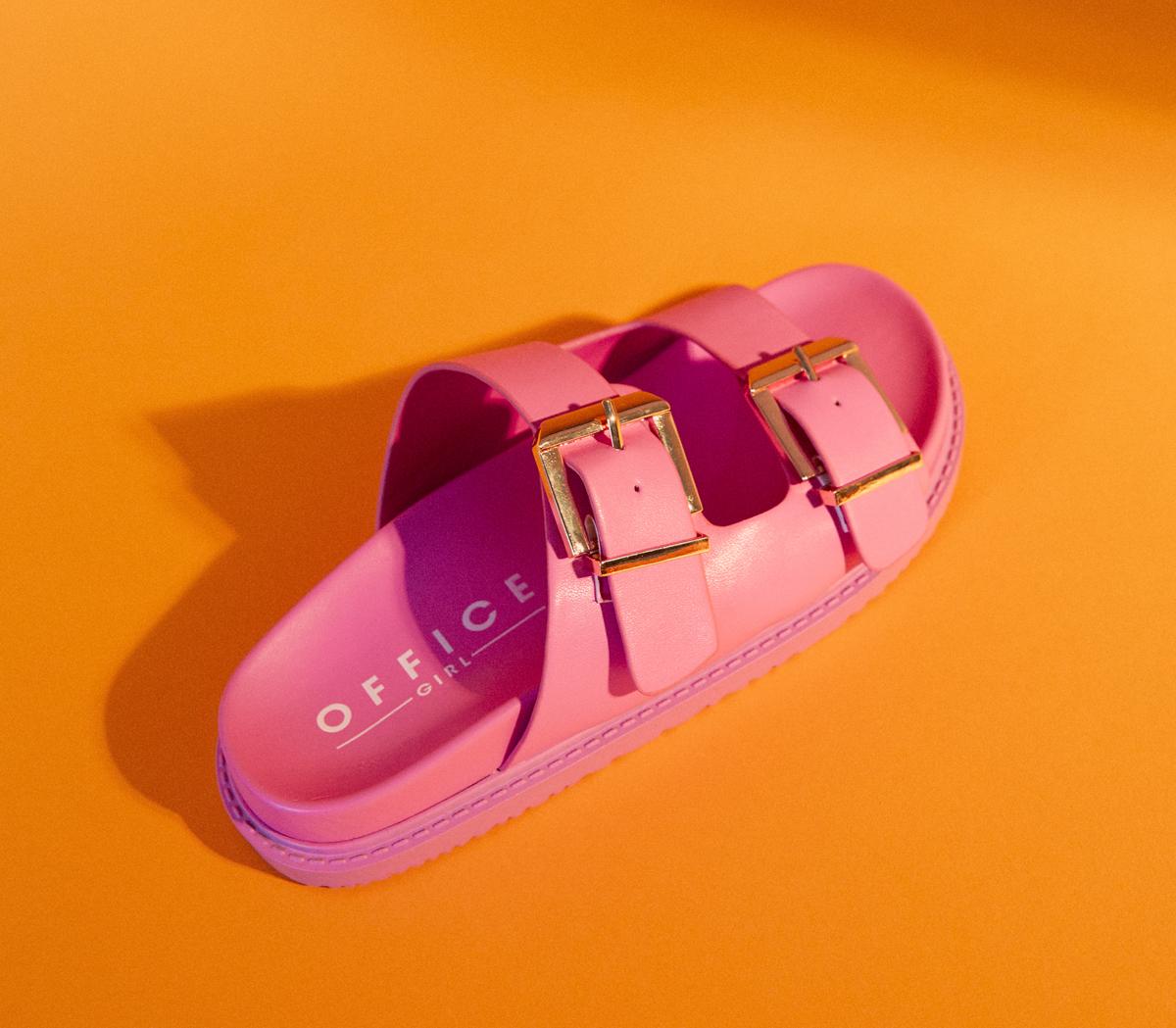 Sunkissed Double Strap Chunky Sliders Hot Pink
