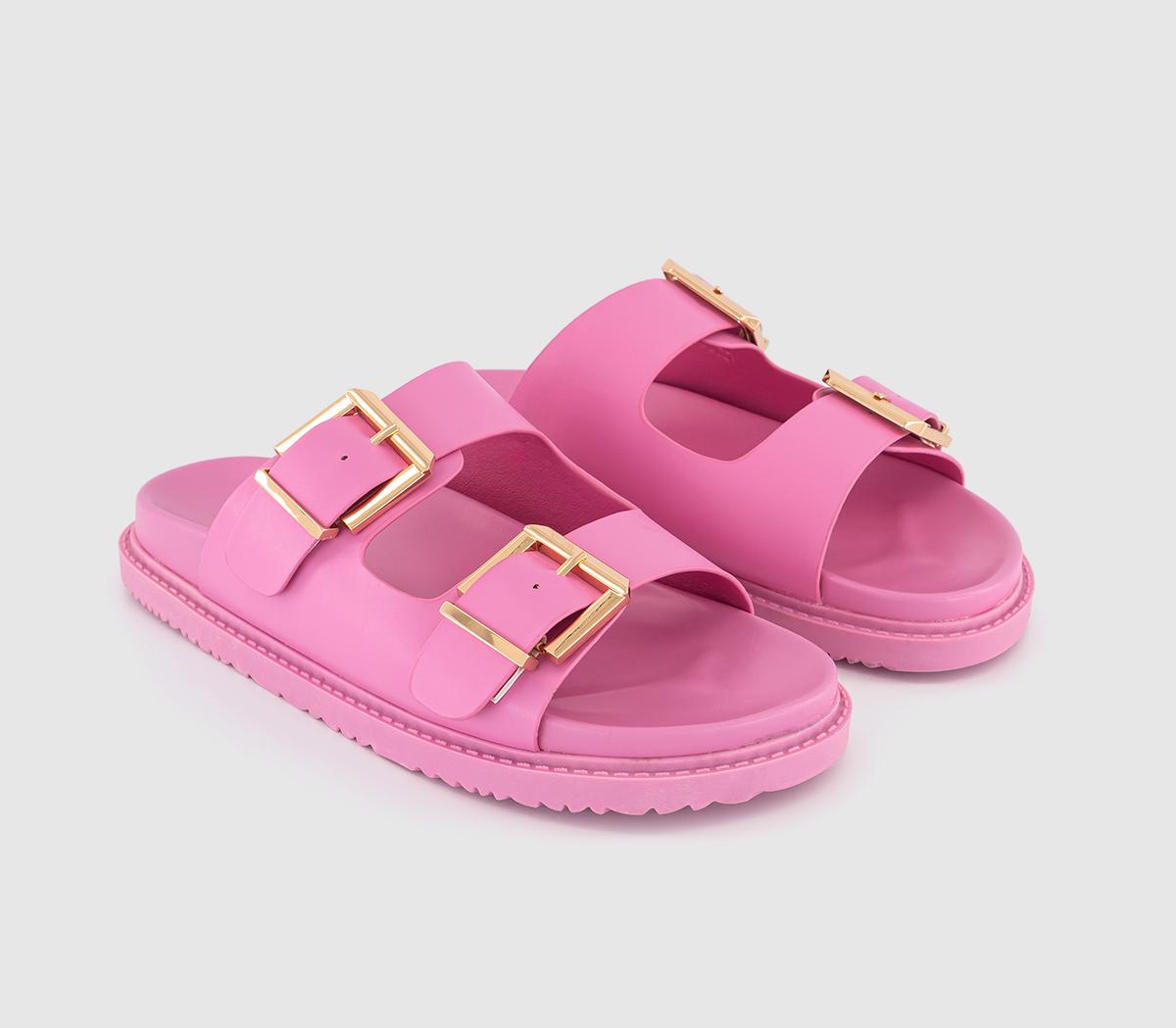 OFFICE Sunkissed Double Strap Chunky Sliders Hot Pink - Women’s Sandals