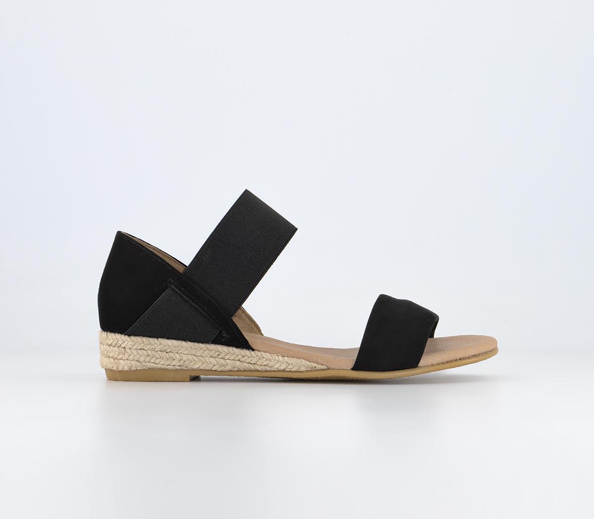 OFFICE Sullie Elastic Strap Espadrilles Black Suede Flat Shoes for Women