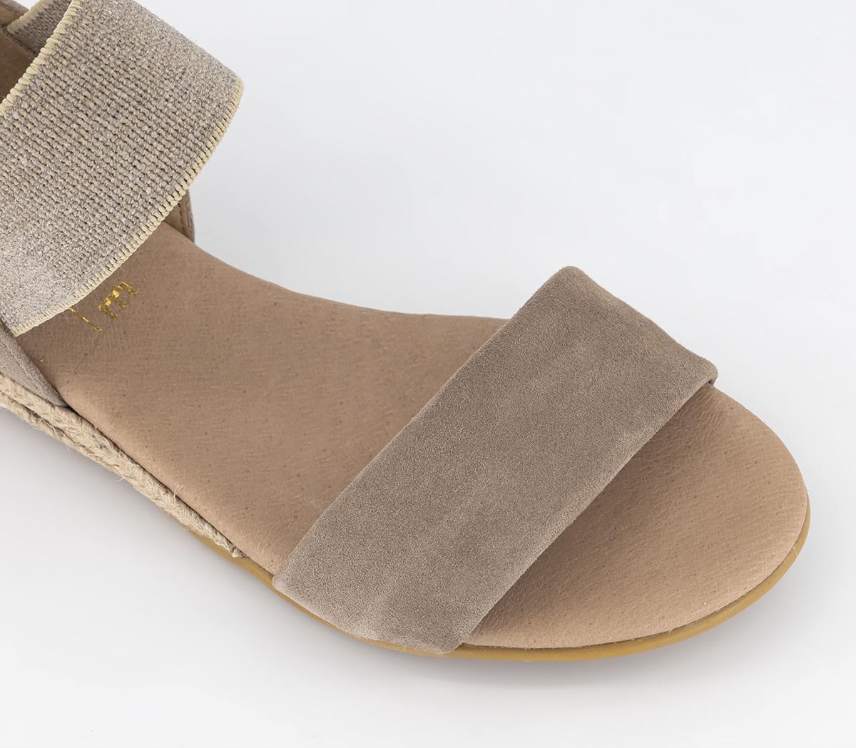 OFFICE Sullie Elastic Strap Espadrilles Taupe Suede Flat Shoes for Women