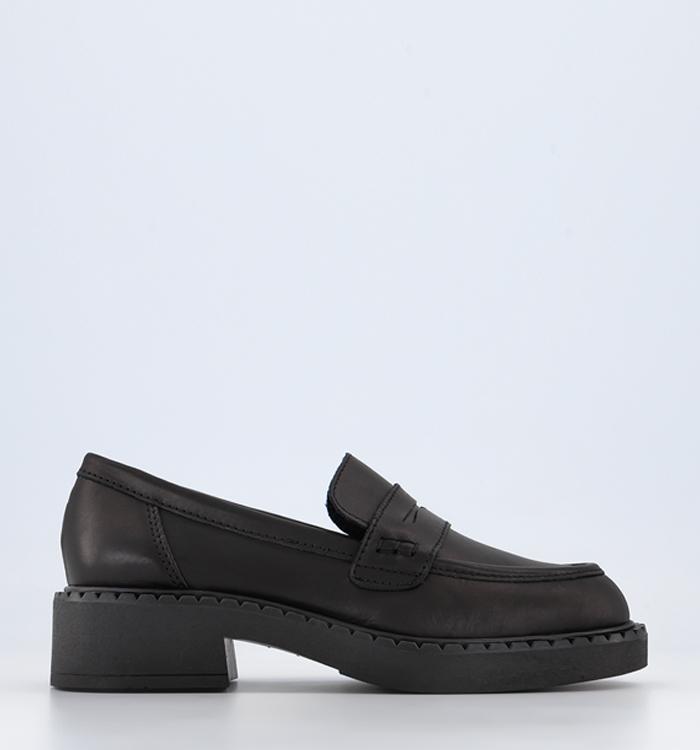 OFFICE Wide Fit Favour Chunky Loafers Black Leather