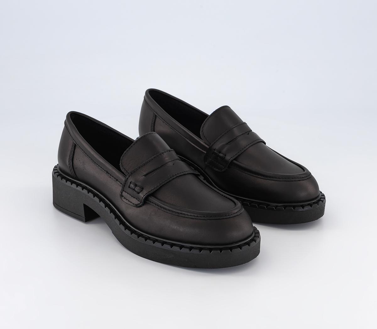 OFFICE Wide Fit Favour Chunky Loafers Black Leather - Women’s Loafers