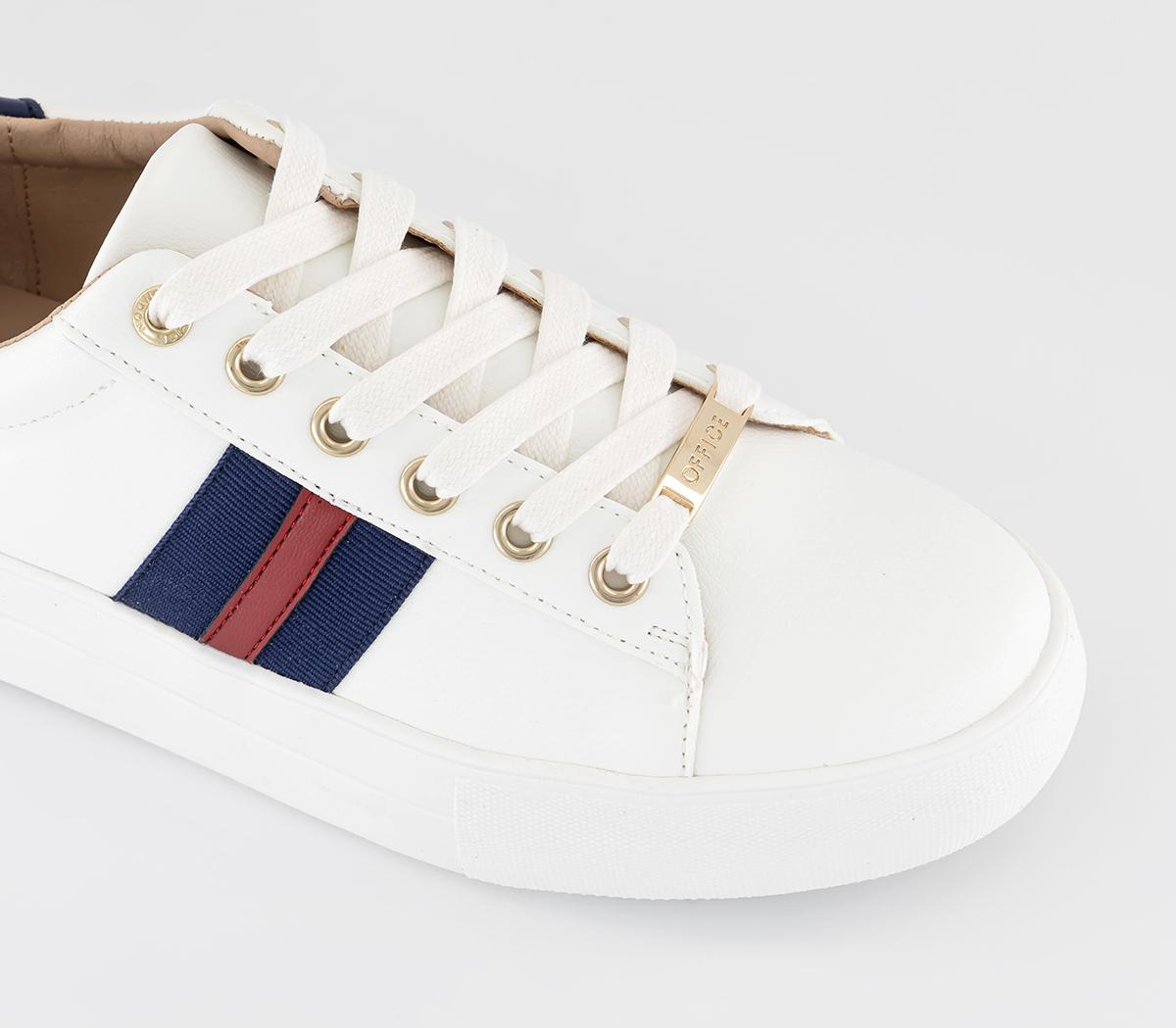 OFFICEFalling Side Stripe Lace Up TrainersWhite