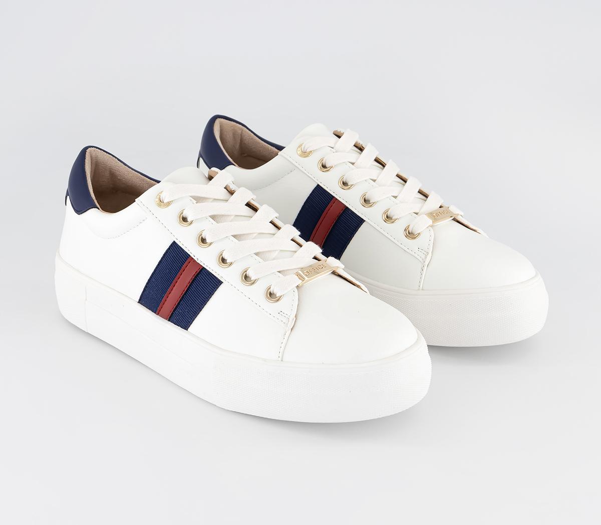 OFFICEFalling Side Stripe Lace Up TrainersWhite