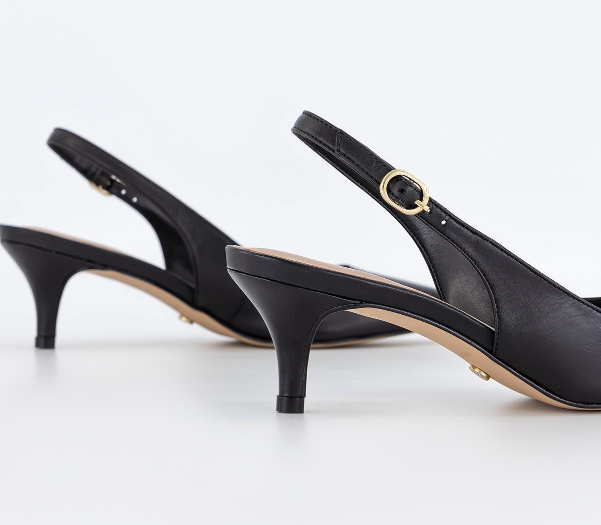 OFFICEMimi Kitten Heel CourtsBlack Leather