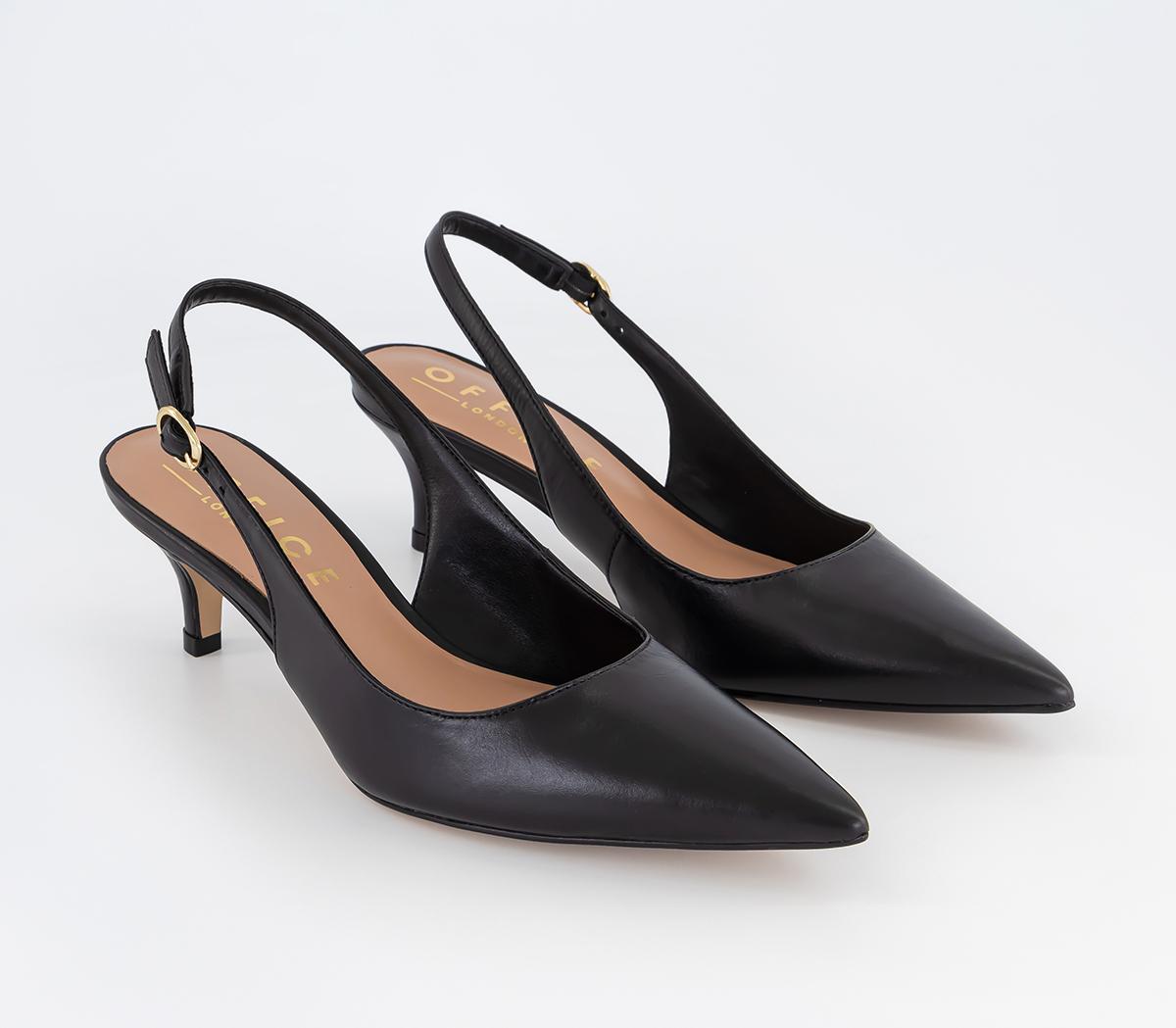 OFFICEMimi Kitten Heel CourtsBlack Leather