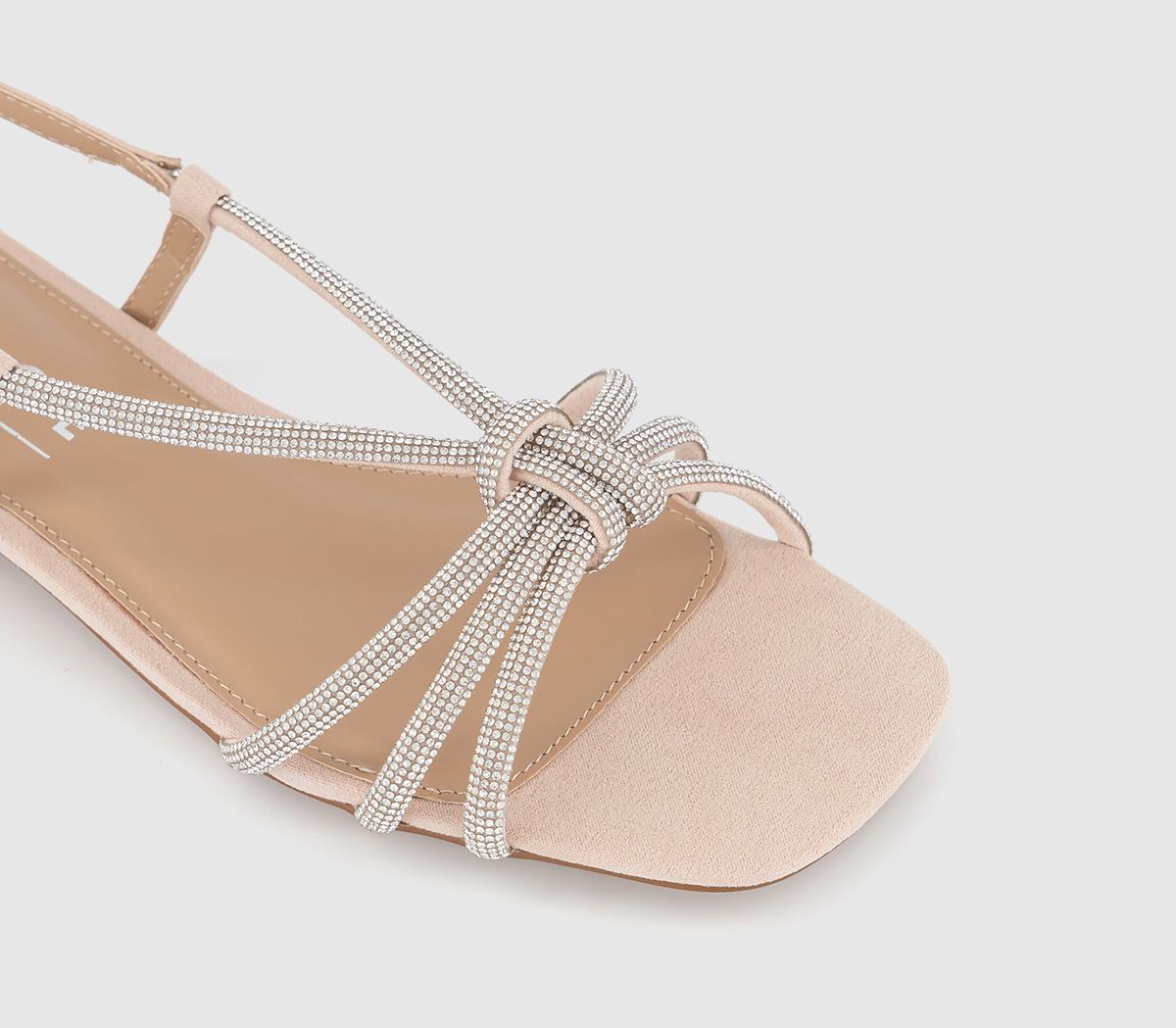 OFFICESunshine Low Block Occasion Embellished Knot SandalsBlush Embellished