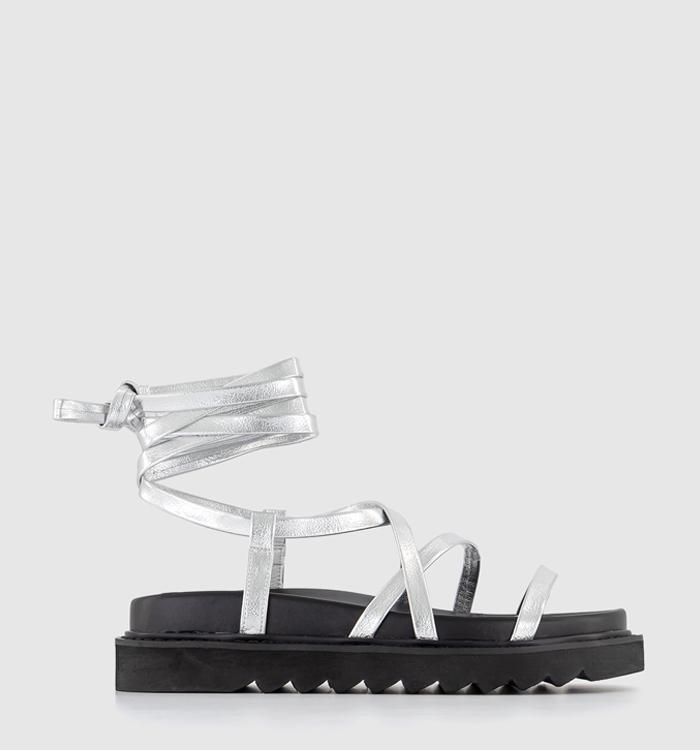 OFFICE Summarise Multistrap Sandals Silver
