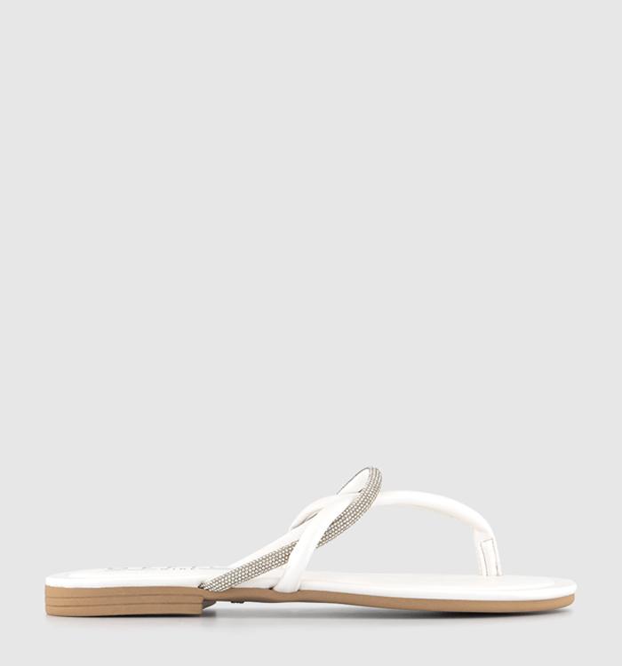 OFFICE So Cute Occasion Toe Thong Sandals White Leather