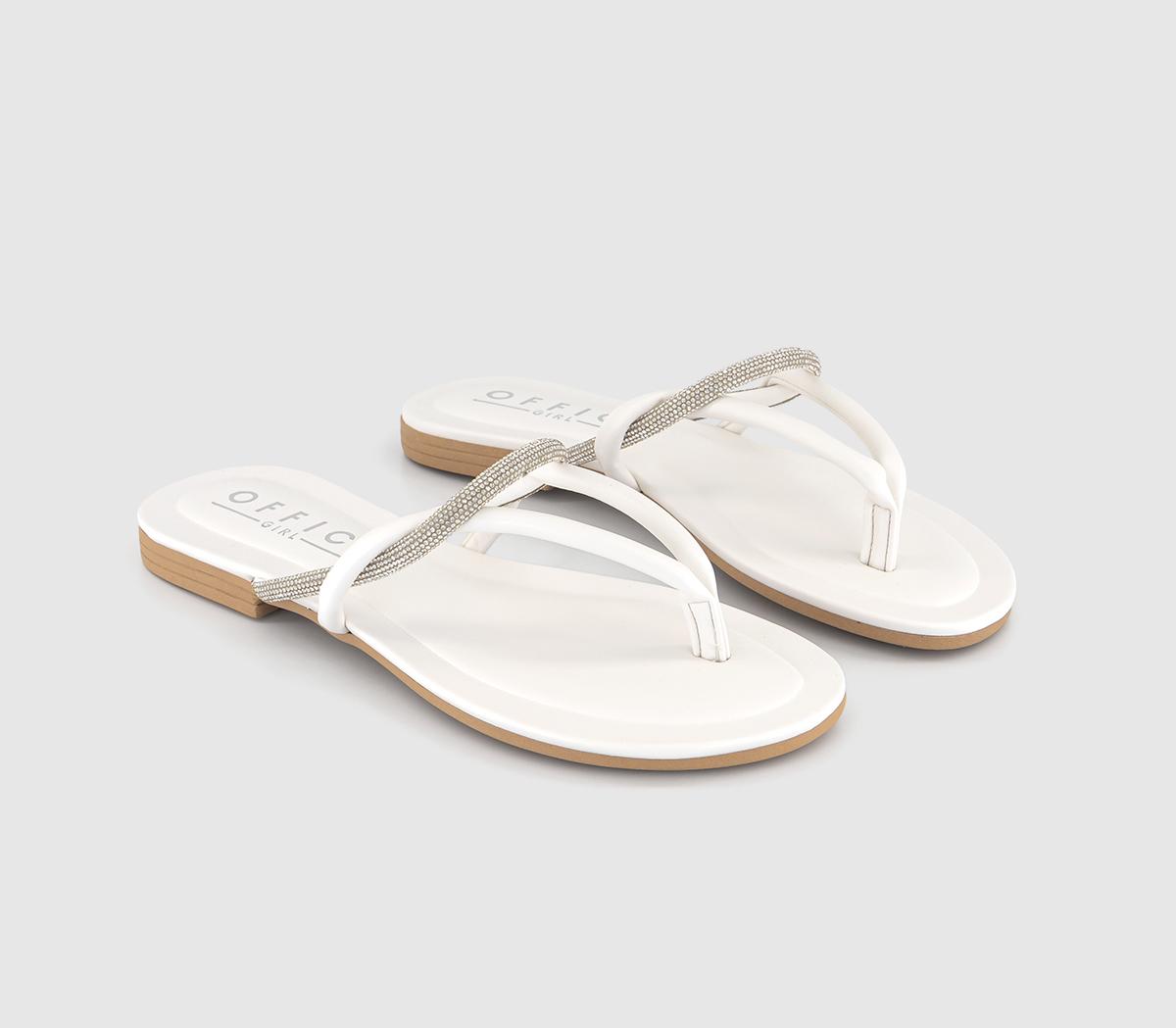 OFFICE Womens So Cute Occasion Toe Thong Sandals White Leather, 5