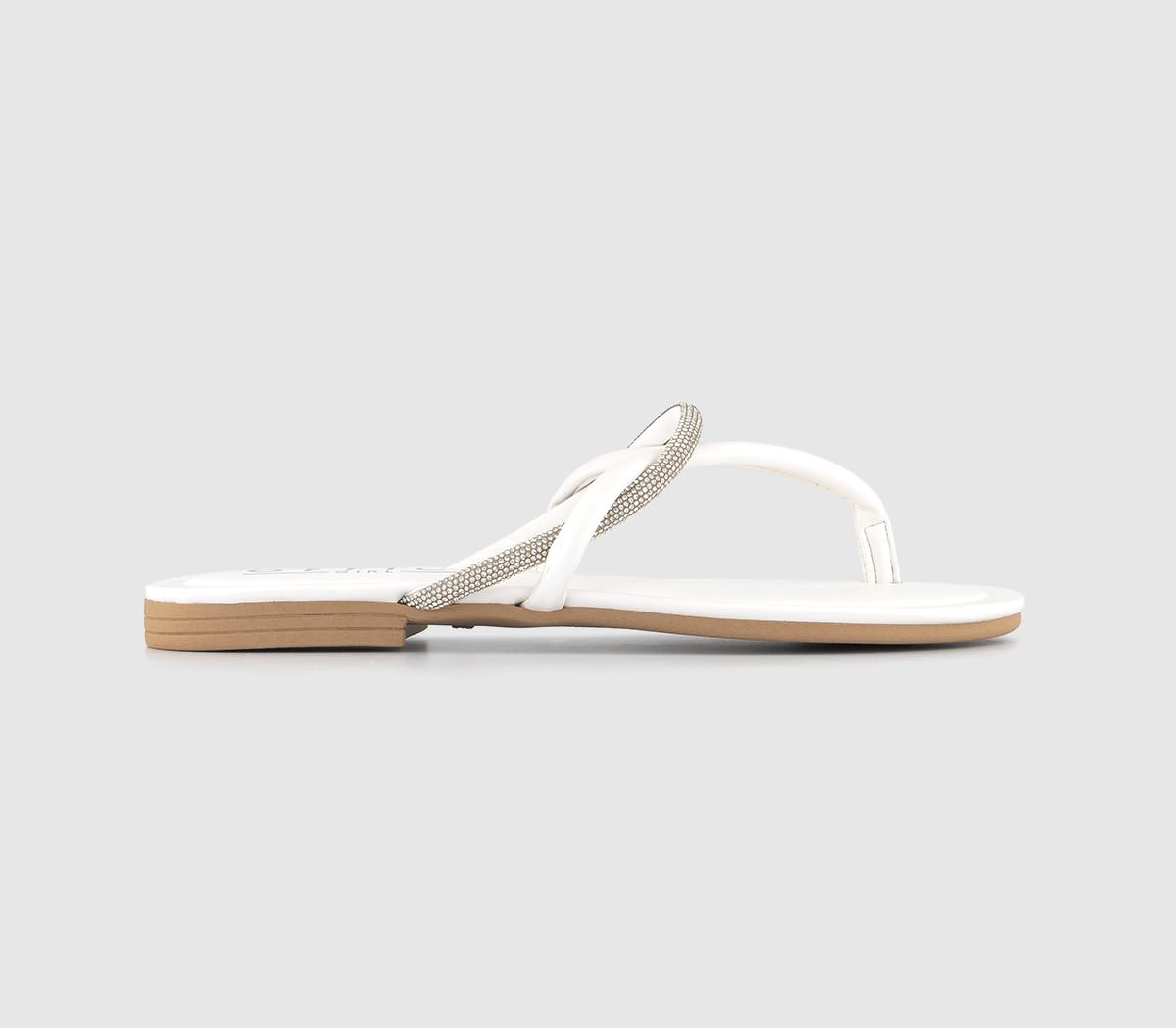 OFFICE So Cute Occasion Toe Thong Sandals White Leather Women s