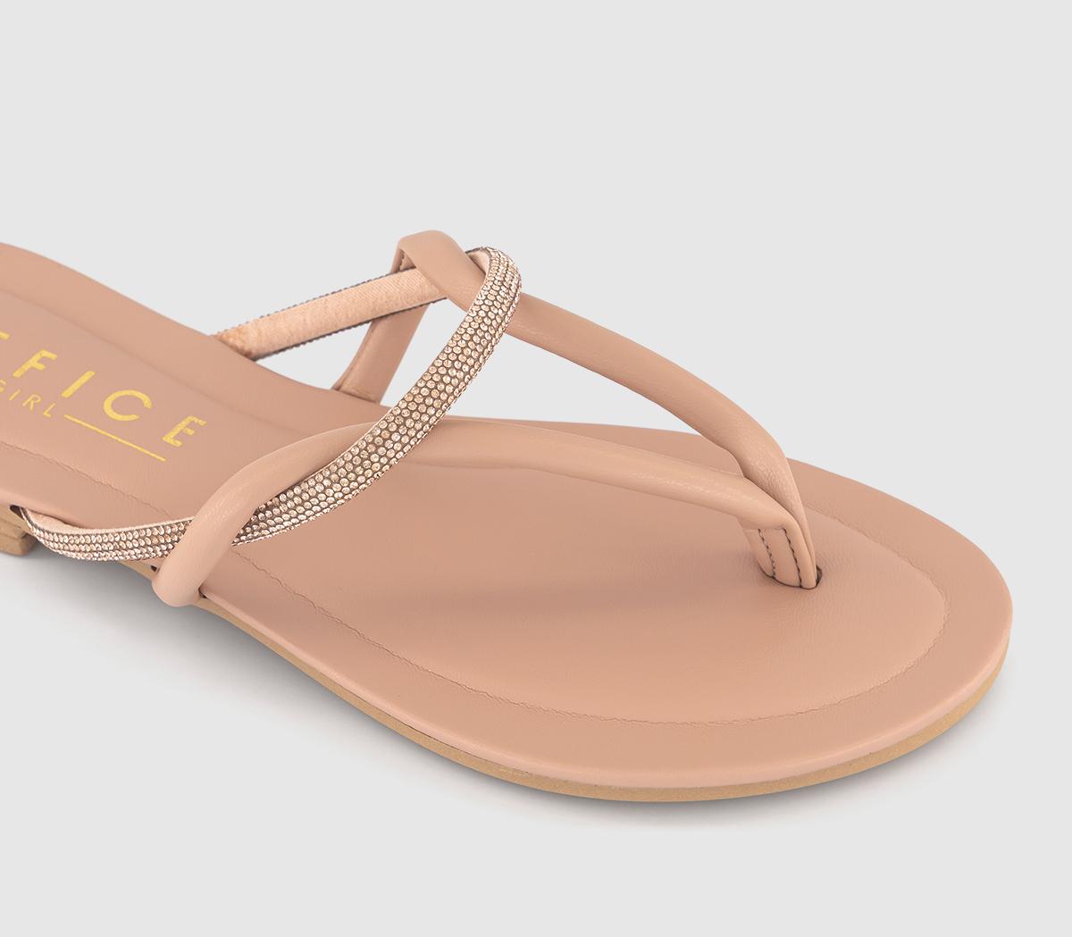 OFFICE So Cute Occasion Toe Thong Sandals Beige Leather - Women’s Sandals