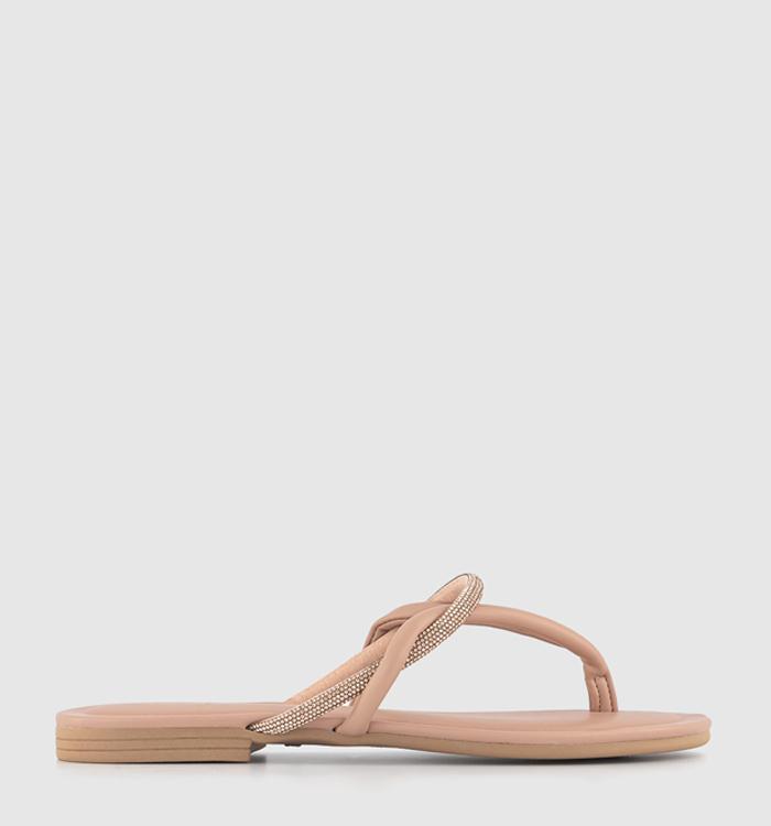 OFFICE So Cute Occasion Toe Thong Sandals Beige Leather