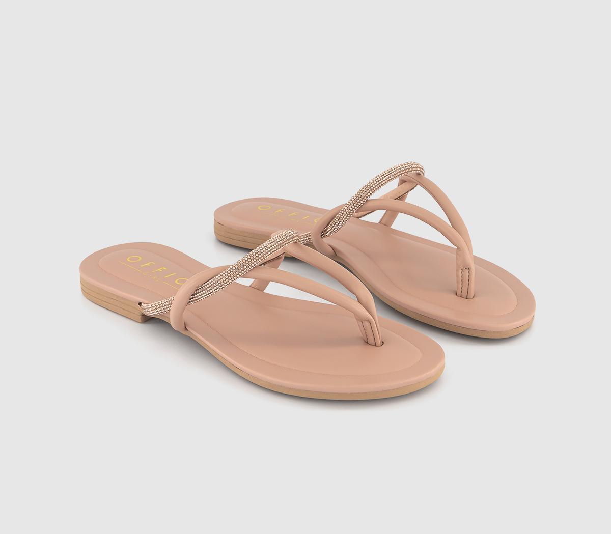OFFICE So Cute Occasion Toe Thong Sandals Beige Leather - Women’s Sandals