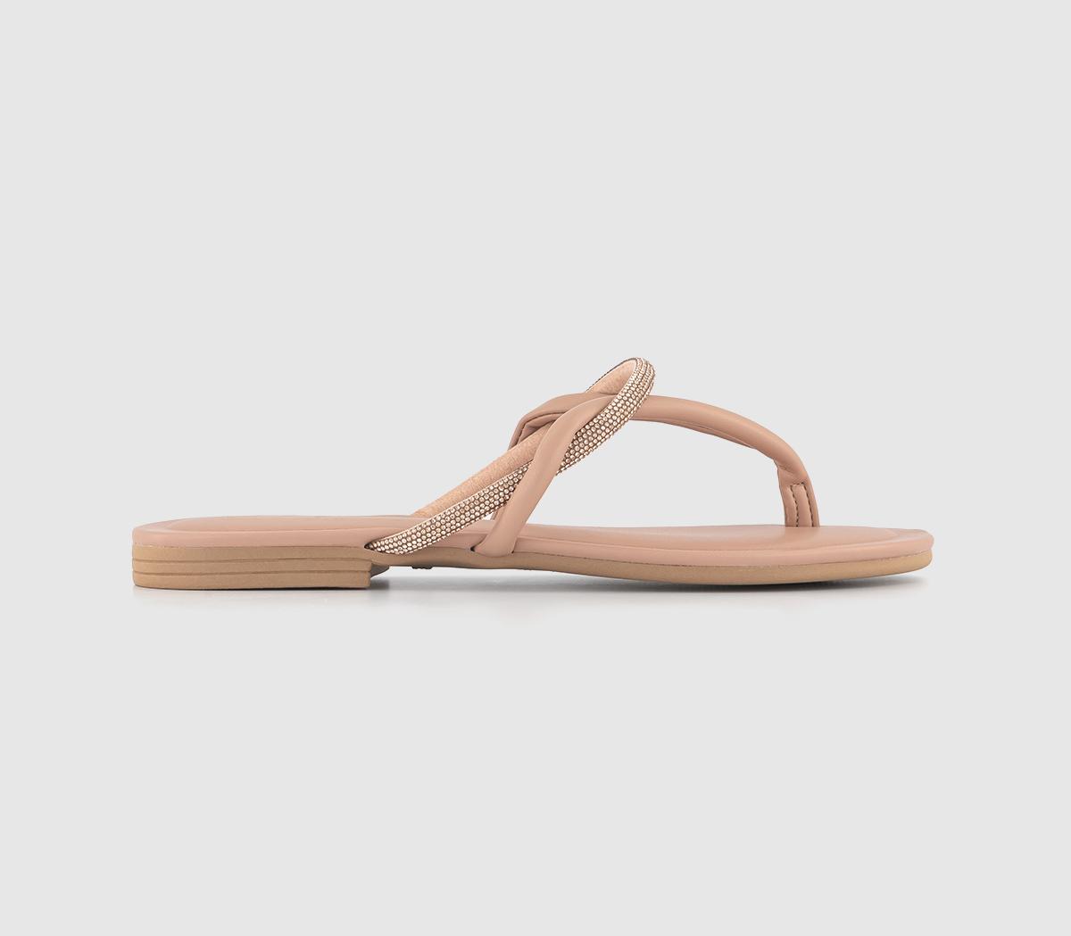 So Cute Occasion Toe Thong Sandals Nude Leather Natural