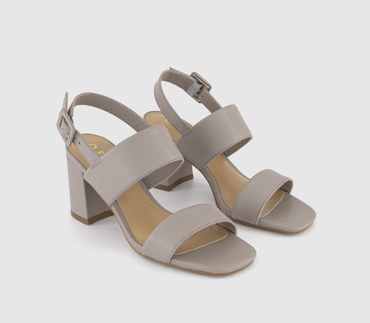 OFFICE Womens Madeline Two Part Block Heels Grey Leather, 6