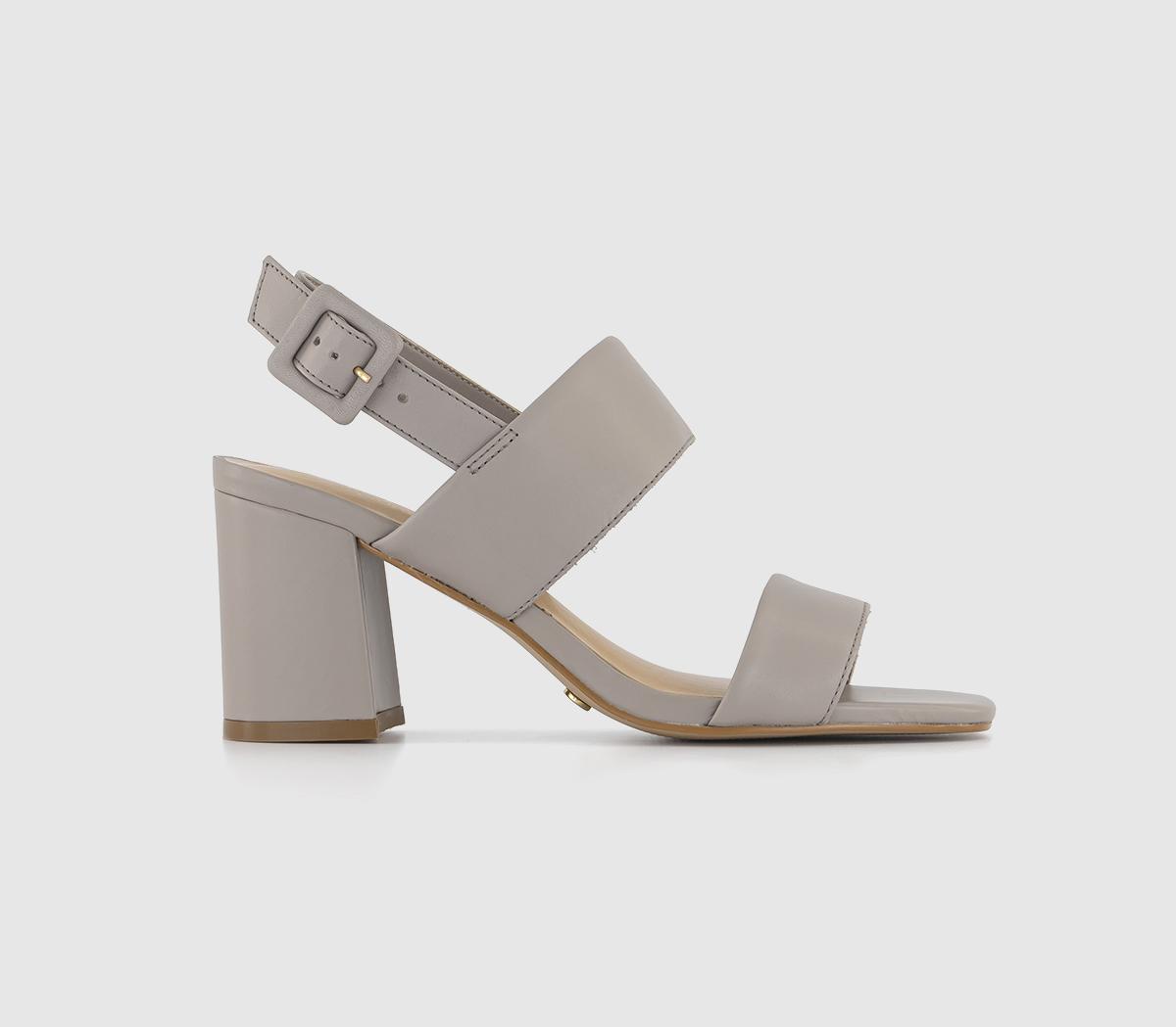 Madeline Two Part Block Heels Grey Leather