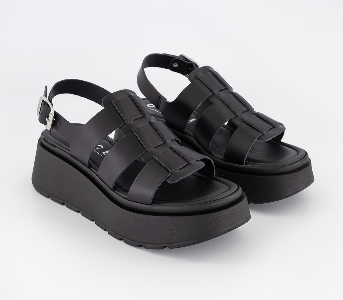 OFFICEMelba Wedge Caged SandalsBlack Leather