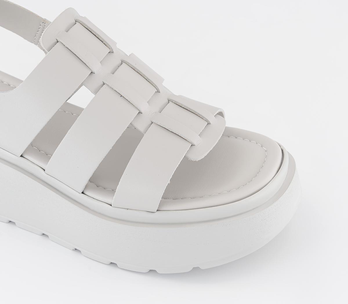 OFFICE Melba Wedge Caged Sandals Off White Leather - Mid Heels
