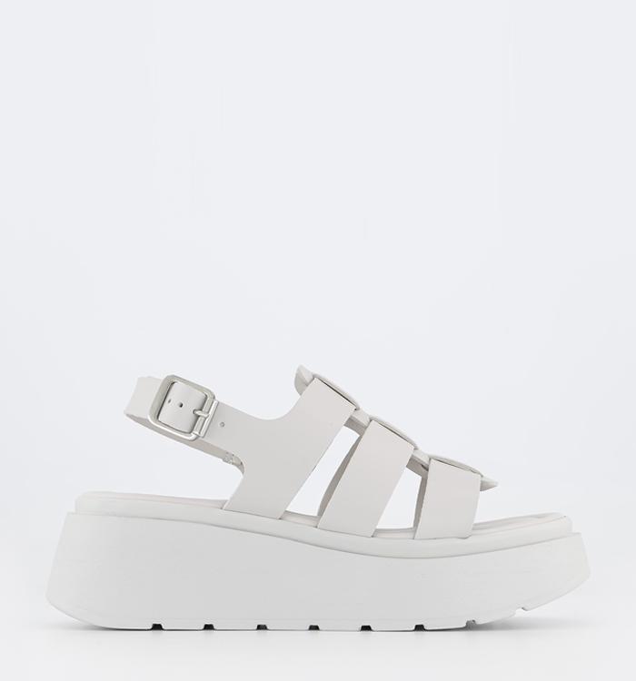 OFFICE Melba Wedge Caged Sandals Off White Leather