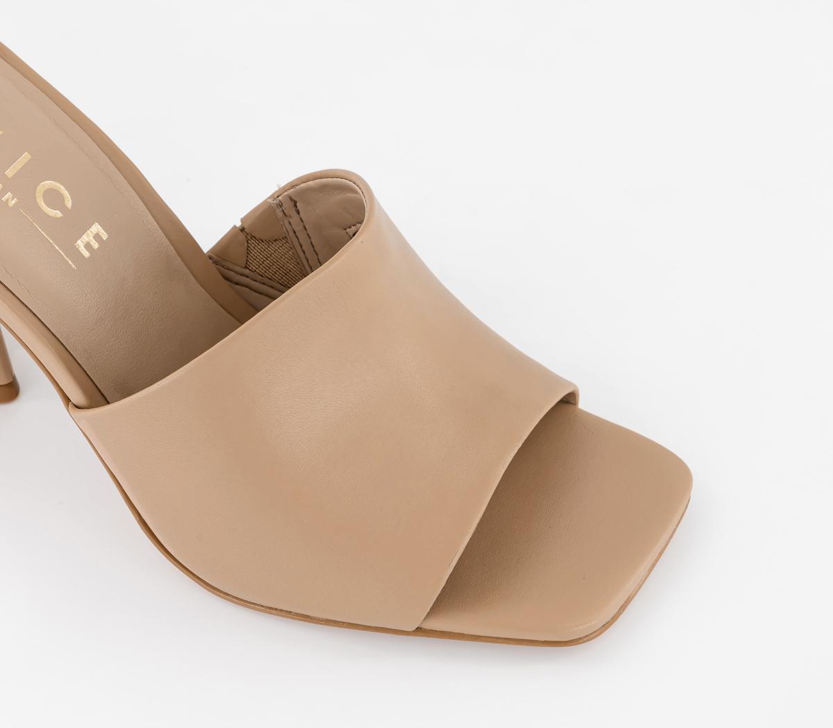 OFFICEHila Triangle Block Heel Mules OFFICEHila Triangle Block Heel MulesCamel Leather