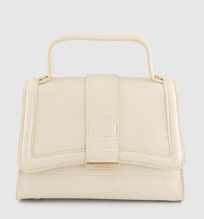 OFFICE Elle Cross Body Miniature Bag Off White Embossed Croc