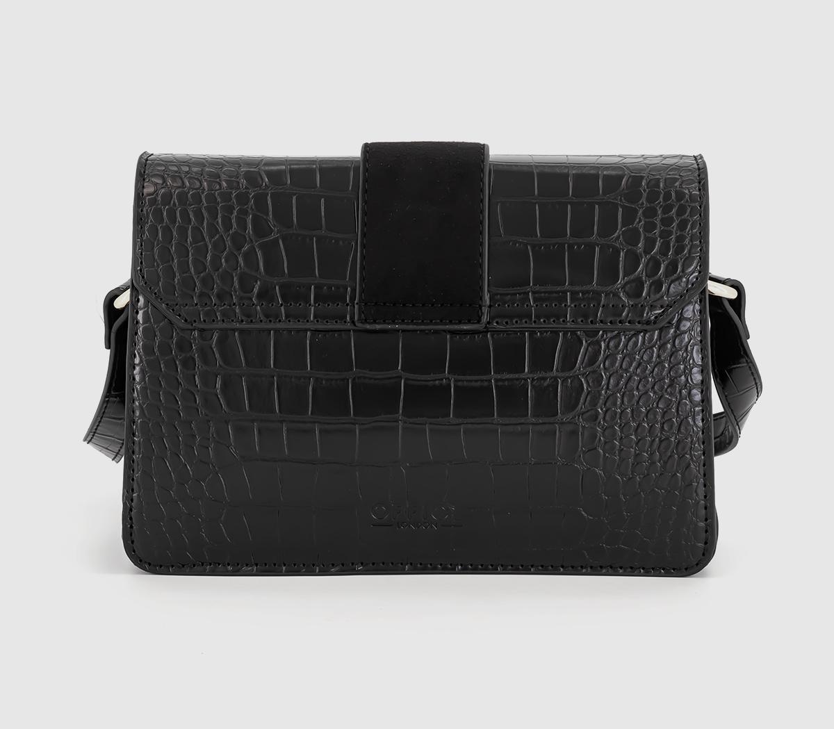 OFFICE Naomi Cross Body Bag OFFICE Naomi Cross Body Bag Black Croc Embossed