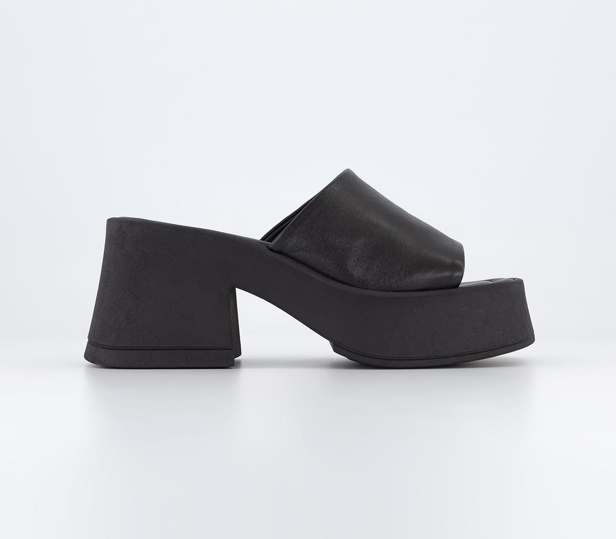 Hizzy Square Toe Mules Black Leather