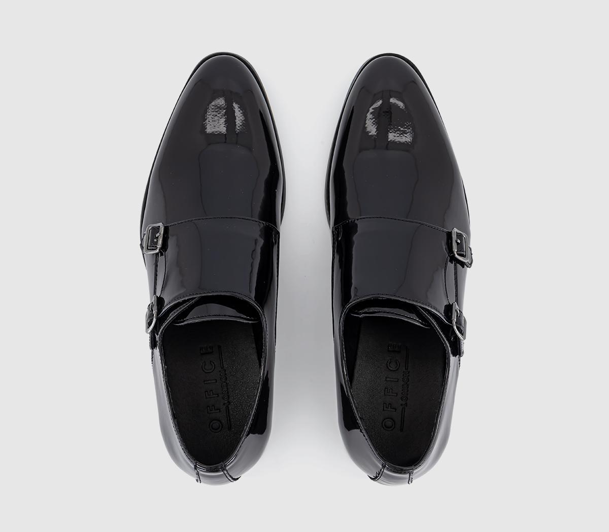 OFFICE Marty Patent Monk Black Patent - Men’s Smart Shoes