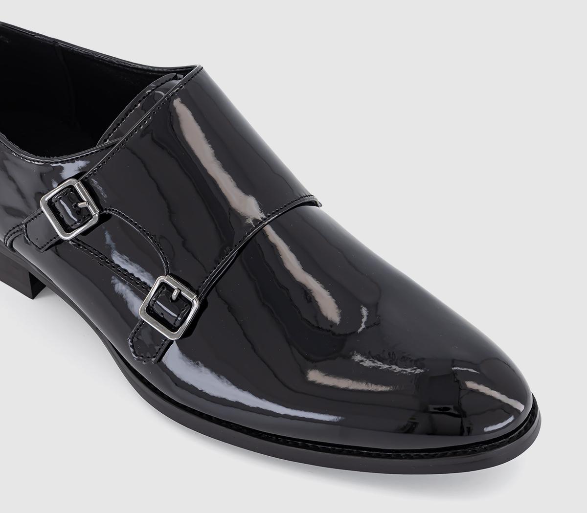 OFFICE Marty Patent Monk Black Patent - Men’s Smart Shoes