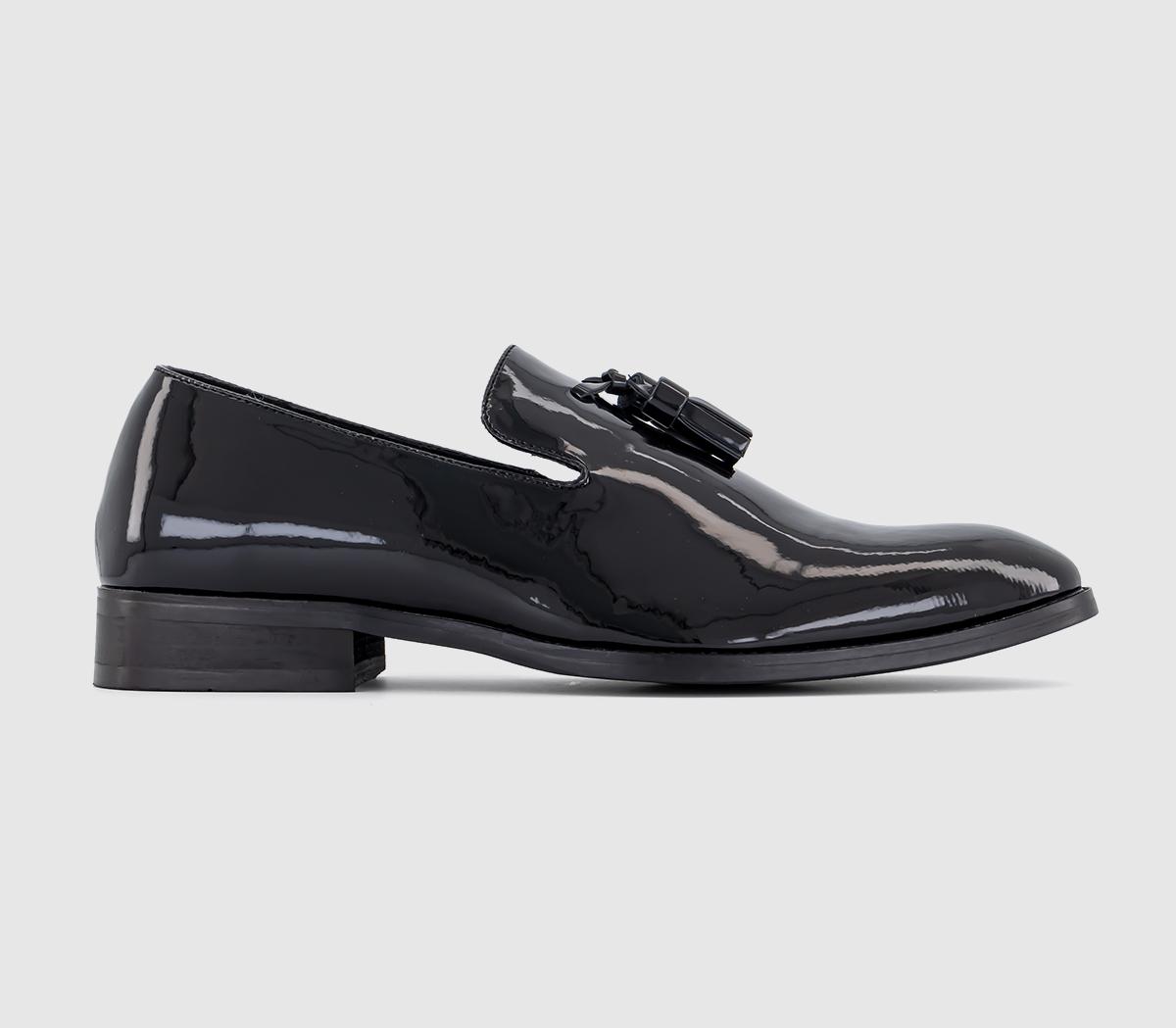 Mens black patent leather 2024 loafers