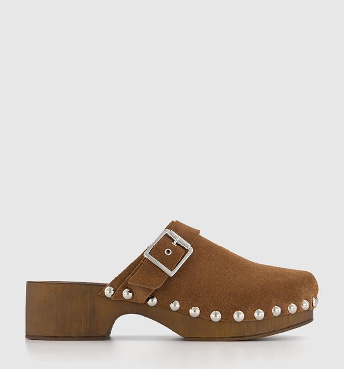 OFFICE Magda Clog Mules Tan Suede