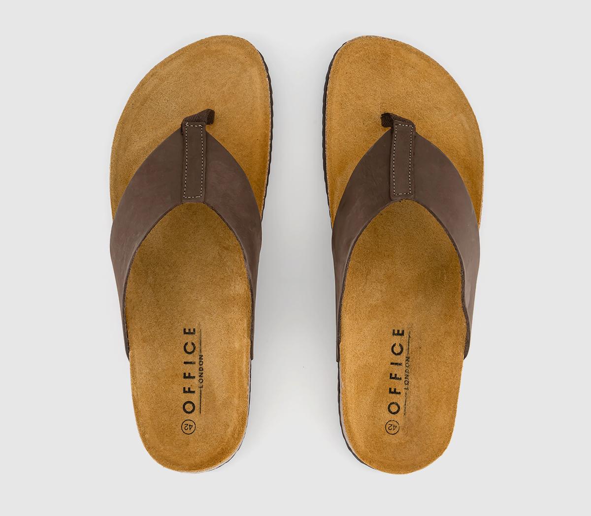 OFFICEDarwin 2 Toe Thong SandalsBrown Nubuck