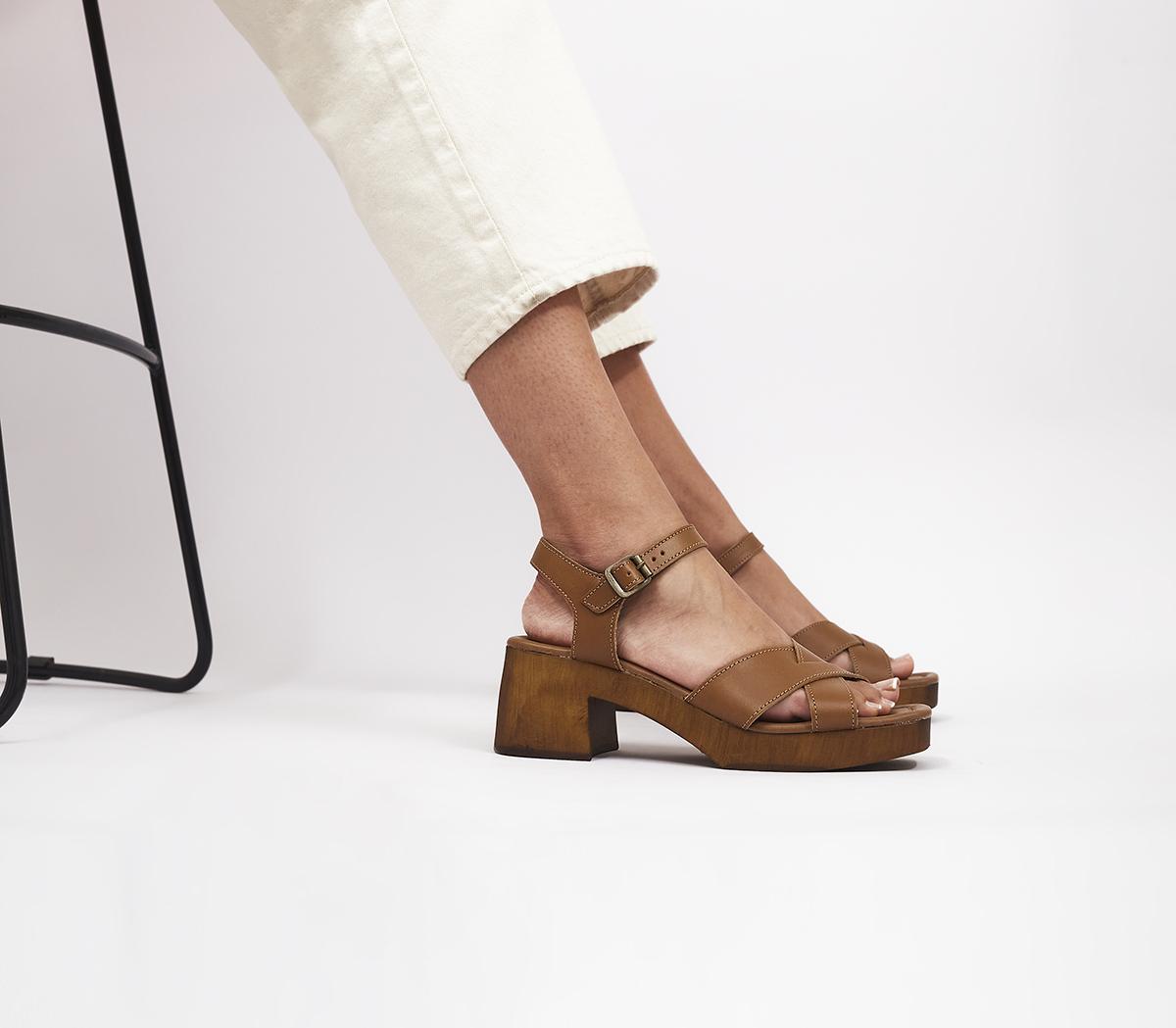 Tan clog hot sale heels