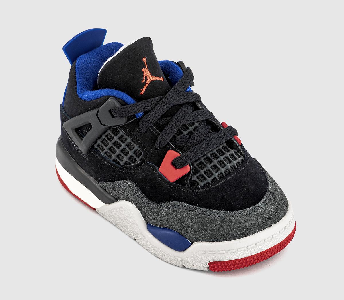 JordanJordan 4 Retro Toddlers Black Fire Red Deep Royal Blue