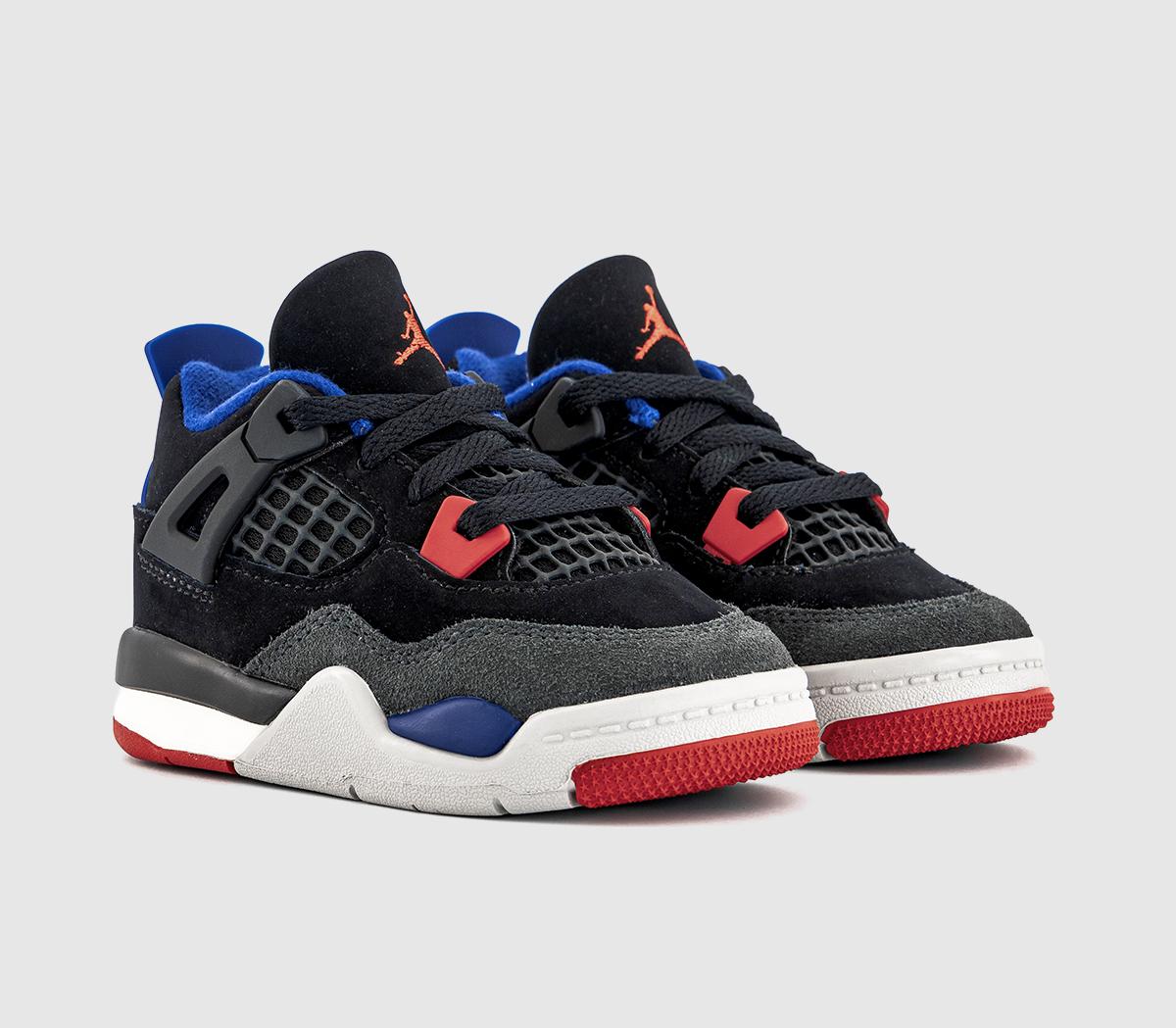 JordanJordan 4 Retro Toddlers Black Fire Red Deep Royal Blue